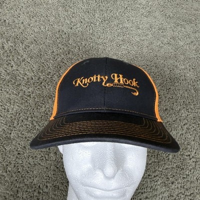 Knotty Hook Port Authority Hat Cap Snap Back Mens One Size Orange Trucker Mesh
