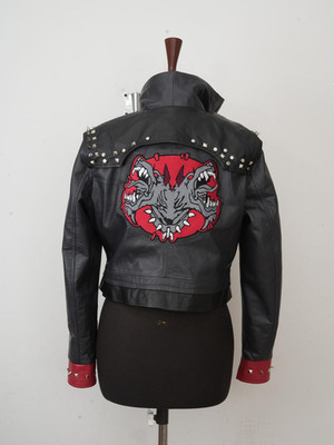 Arcane Season 2 Vi Cosplay Leather Biker Jacket l Handmade Black & Red Costume