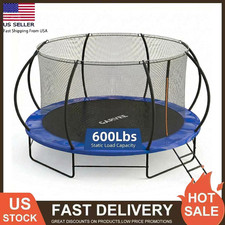 10FT Outdoor Trampoline w/ Enclosure Outer-Safety Net  Ladder for Kids  Adults