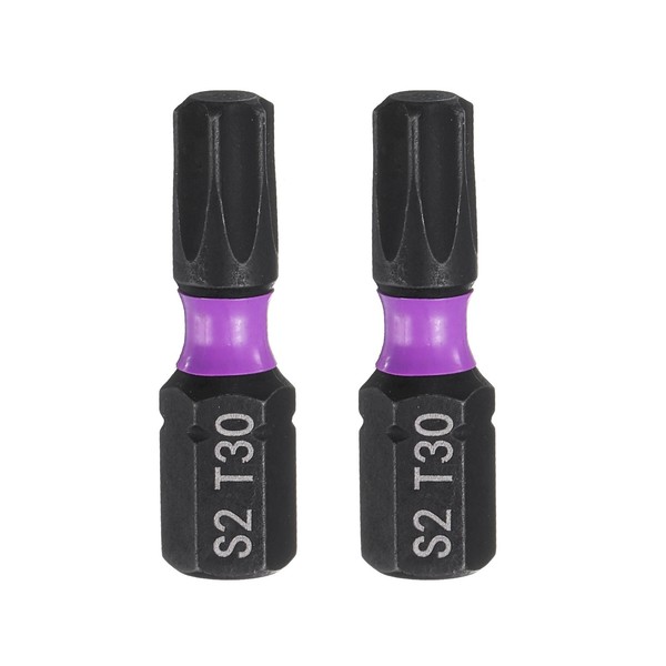"2Stk T30 Torx Schraubendreher Bit 1/4\" Sechskantschaft 1\" LäNge 6-Punkt S2 Stahl"-image