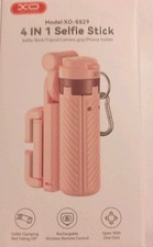 4 in 1 Remote Selfie Stick Tripod with Wireless Light- PINK