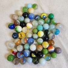 Lot Of 64 Mixed Colors And Types Of Marbles 11 Oz