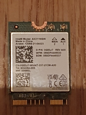 Intel Dual Band Wireless AX211 NGW CN-0G83J7