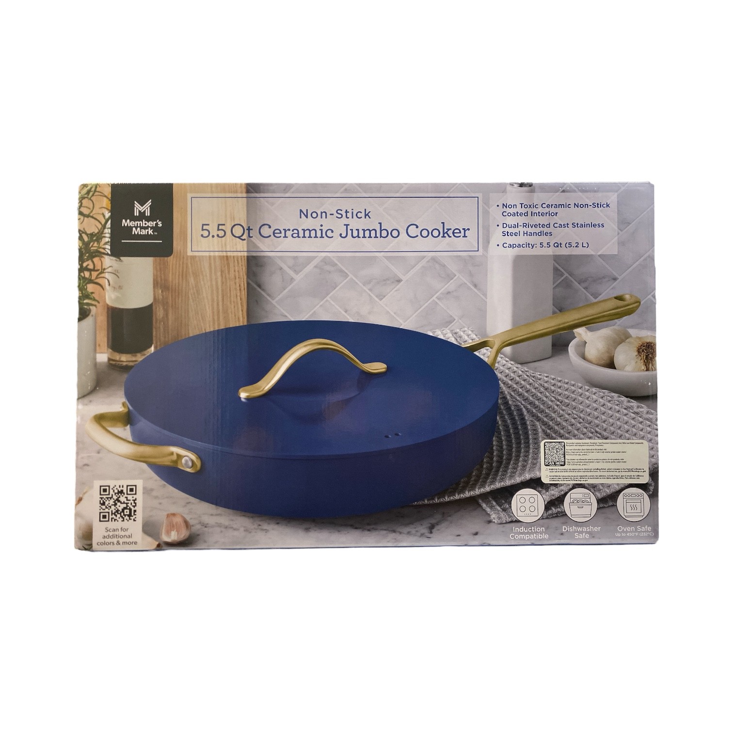 Керамическая плита Members Mark с антипригарным покрытием объемом 55 л темно-синего цвета 10490₽