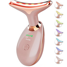 LED Red Light Therapy Face Neck Massager 7 Color Vibration Heat Tool