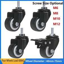 DoubleBearing 600KG 40mm-75mm Rubber Swivel Castor Wheels Trolley Brake Castors