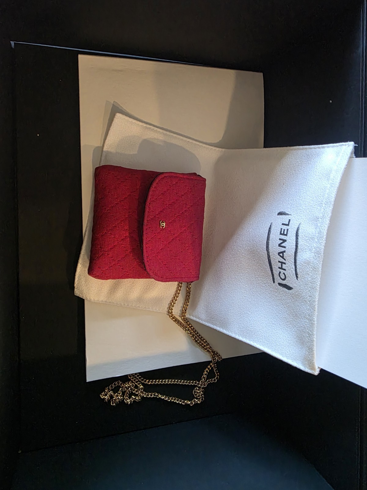 RARE Vintage 1980s Chanel Red Quilted Jersey Mini Flap Bag w/ Auth Certificate