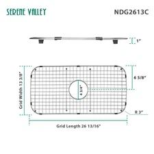 Serene Valley Sink Grid 26-13/16" x 13-3/8", Centered Drain with Corner Radius 3