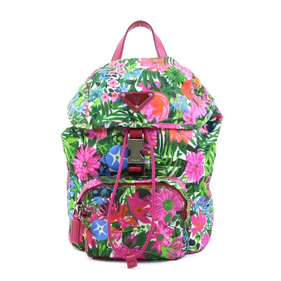 Auth PRADA Backpack Multicolor Nylon/Silvertone -… - image 1