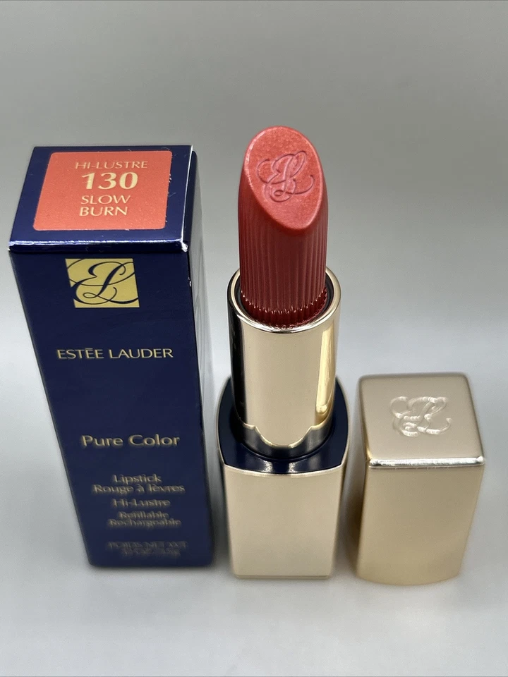 Estee Lauder Pure Color Lipstick Hi-Lustre 130 Slow Burn .12oz Refillable NEW - Image 3 of 4