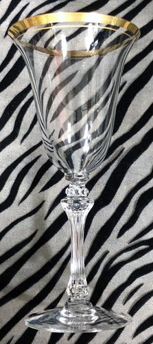2 Tiffin Franciscan SATURN Clear Crystal Water Goblets w/Gold Trim & Gold Band - Picture 2 of 6