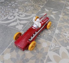 Cast Iron " MICHELIN MAN In Red Racing Car Hubley 1934 " 10 inches long