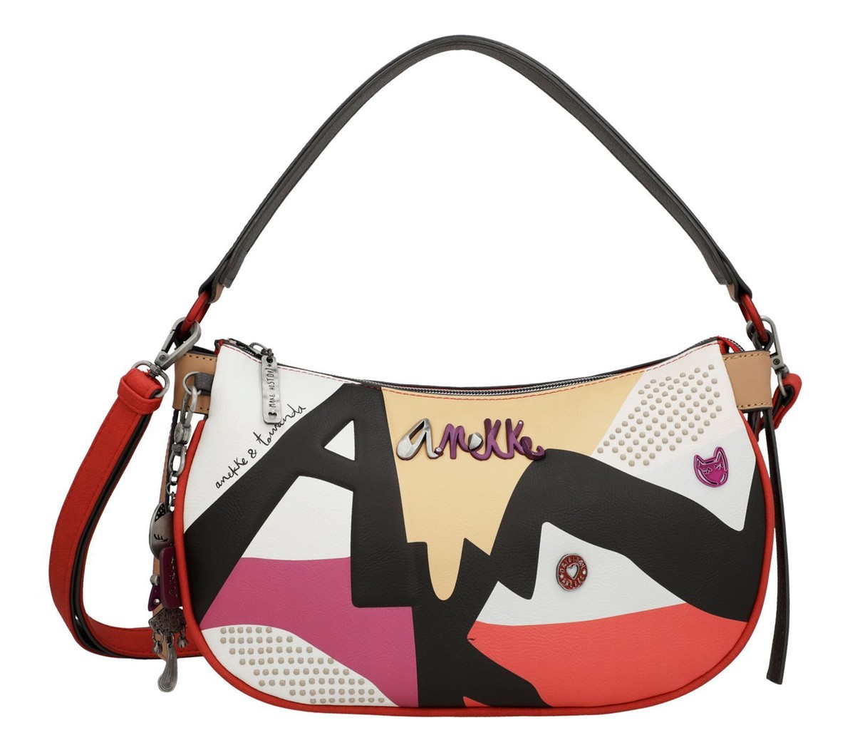 Anekke Hollywood Fashion Shoulder Bag Schultertasche Tasche Multicolor rot  Neu