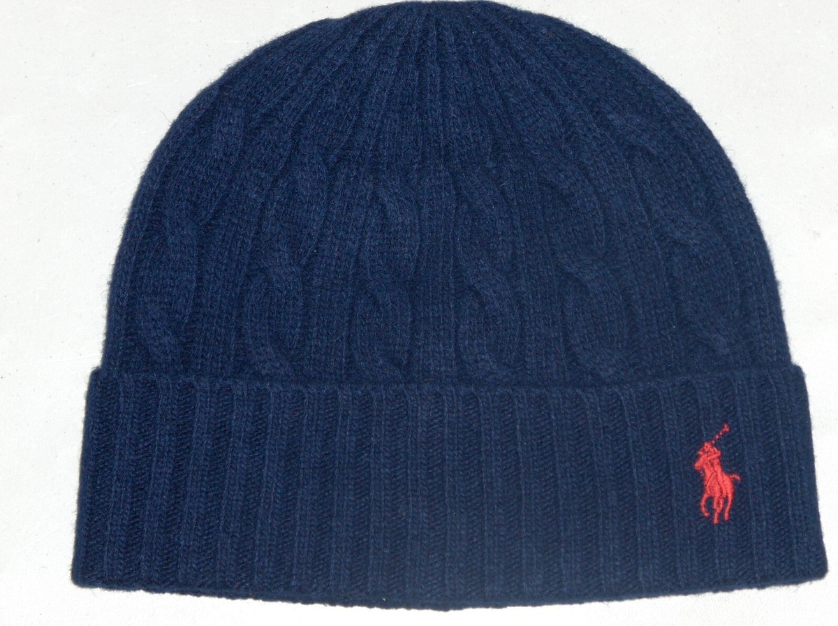 POLO RALPH LAUREN Men's Wool Cable Knit Pony Beanie Hat, Ski Cap