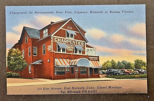 East Norwalk CT Blick auf das Charpentier Restaurant bunte Bettwäsche KOSTENLOSER VERSAND - Bild 1 von 2