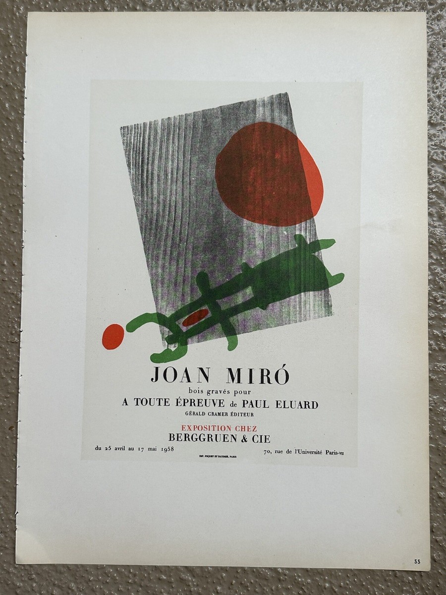 アンティークポスター！JOAN MIRÓ A TOUTE ÉPREUVE Joan Miró | À Toute Épreuve (1958) | Artsy