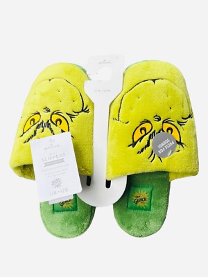 Dr. Seuss How the Grinch Stole Christmas Hallmark Slippers with Sound Green L/XL