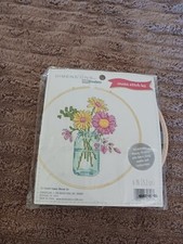 New Dimensions Cross Stitch Kit with Hoop 72-75344 Flower Mason Jar 6in