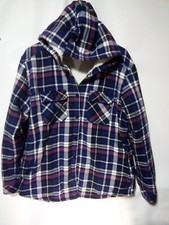 Boston Trader Sherpa Lined Hooded Button Up Flannel Jacket Women's Size Large...