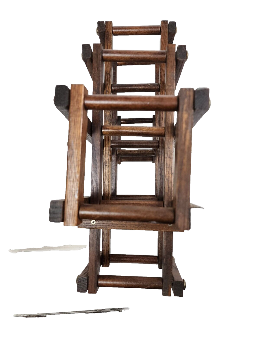 Vintage Solid Oak Wood 10 Bottle Accordion Wine Rack Holder