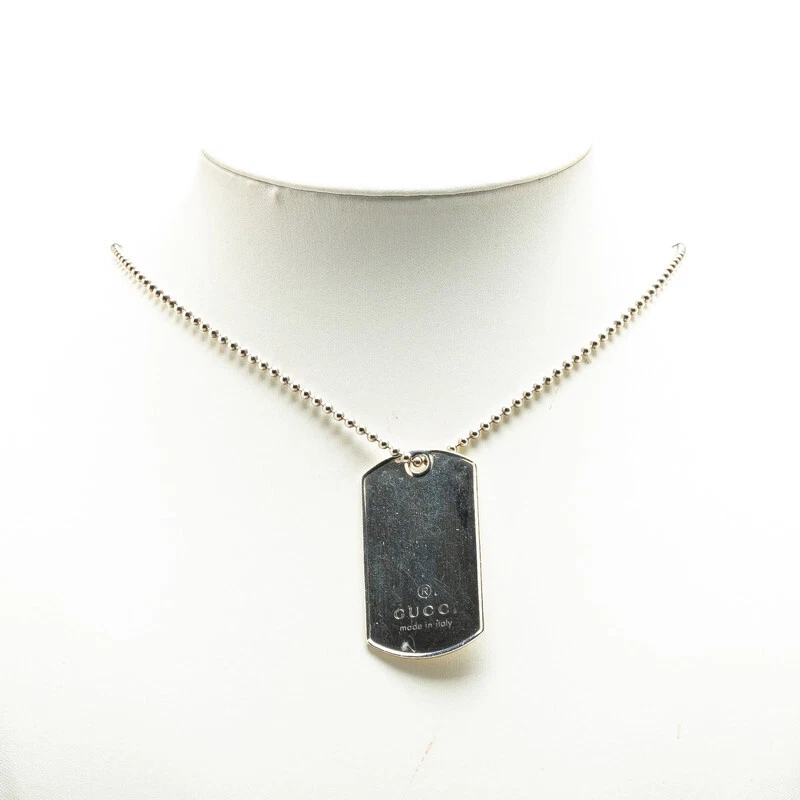 Collier pendentif plaque étiquette chien Gucci SV925 argent accessoire femme bijoux