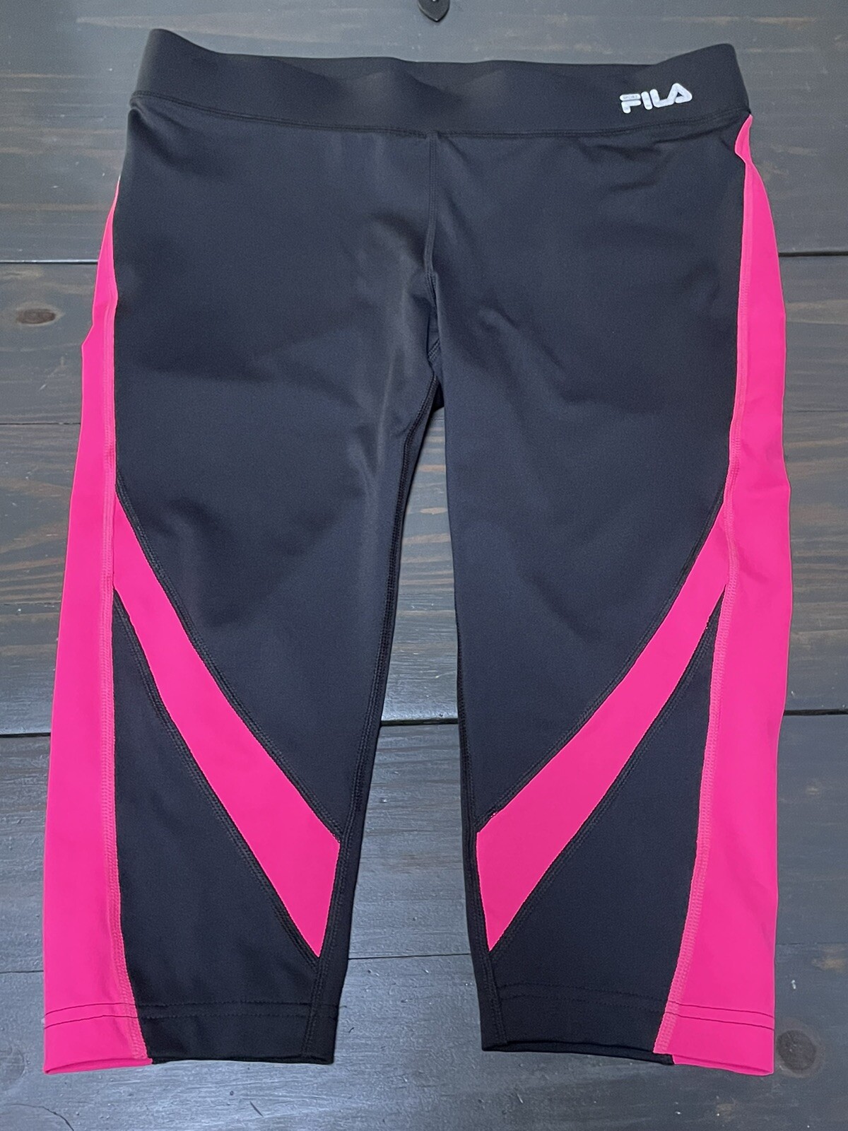 Leggings donna Fila sportivi neri Capri cropped yoga palestra atletica taglia M 16L