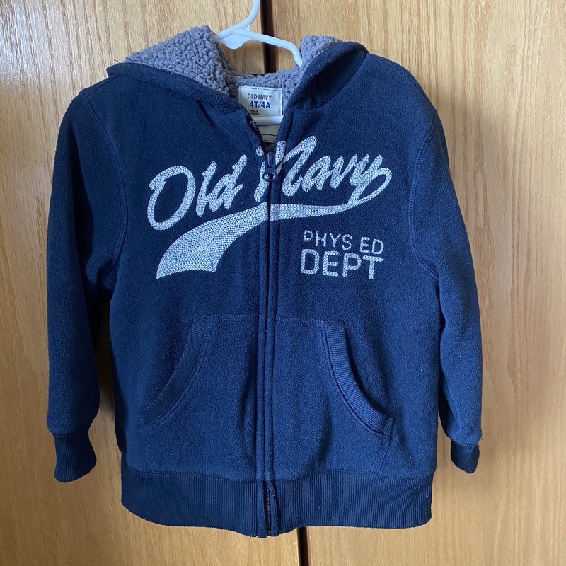 Old Navy Blue Sherpa lined Fleece Full Zip Sweatshirt Size 4t