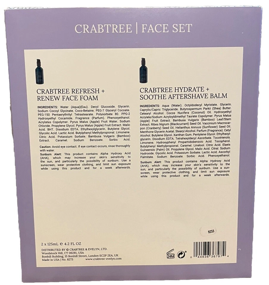 Crabtree & Evelyn Gift Set Face Foam & Aftershave Balm Holiday Limited - Image 2 of 4