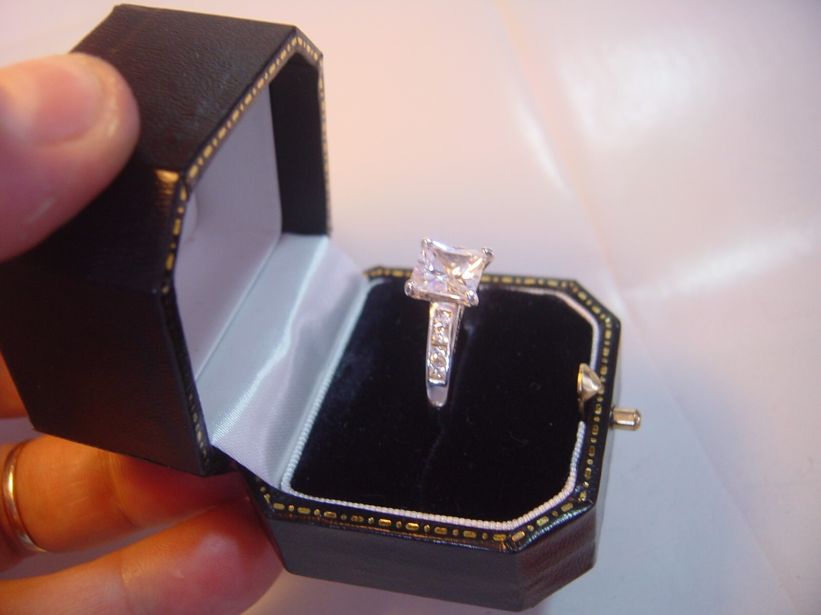 vintage solid silver superb square solitaire cubi… - image 2