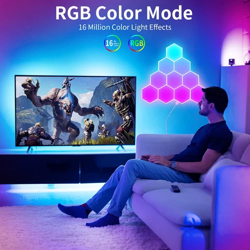 10PCS LED Smart Sechseck Gaming Wandleuchte, Hexagon RGB Musik Sync Wand Licht - Bild 13 von 13