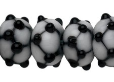 20 Lampwork Glass 14x10mm Rondelle Black Grey White Bumpy Beads w/1.9-2.7mm Hole