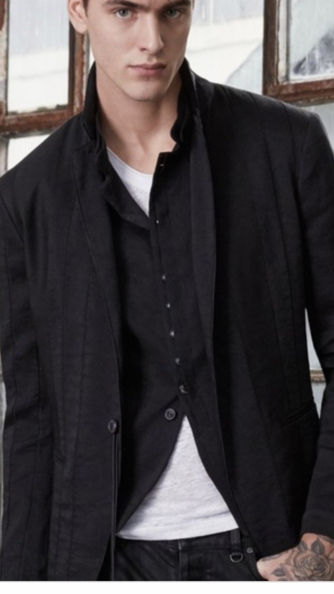 John Varvatos Collection Paneled Stripes Jacket. 52, US 42 John Varvatos Collection Paneled Stripes Jacket. 52, US 42