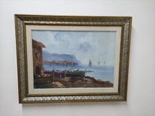 quadro dipinto Olio Su Tela Impressionista Paesaggio  90x70 vintage Q45