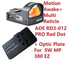 ADE RD3-012 PRO Red Dot+Optic Mount plate for Smith Wesson SW MP 380 Shield EZ