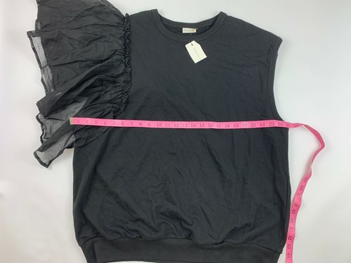 New DRIES VAN NOTEN Halto Asymmetrical Ruffle Sleeve black Top Size L - Picture 5 of 7