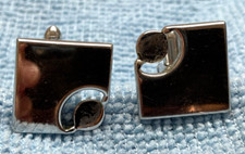 Vintage Swank Silver Cuff Links Art Deco Signed