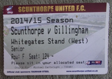 2014-15 Scunthorpe United v Gillingham - League One - Used Ticket stub