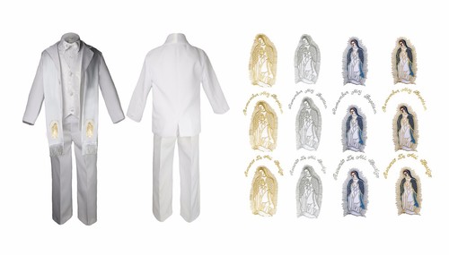 Baby Toddler Boy Christening Baptism Easter White Paisley Suit Virgin Mary Stole - 第 1/26 張圖片