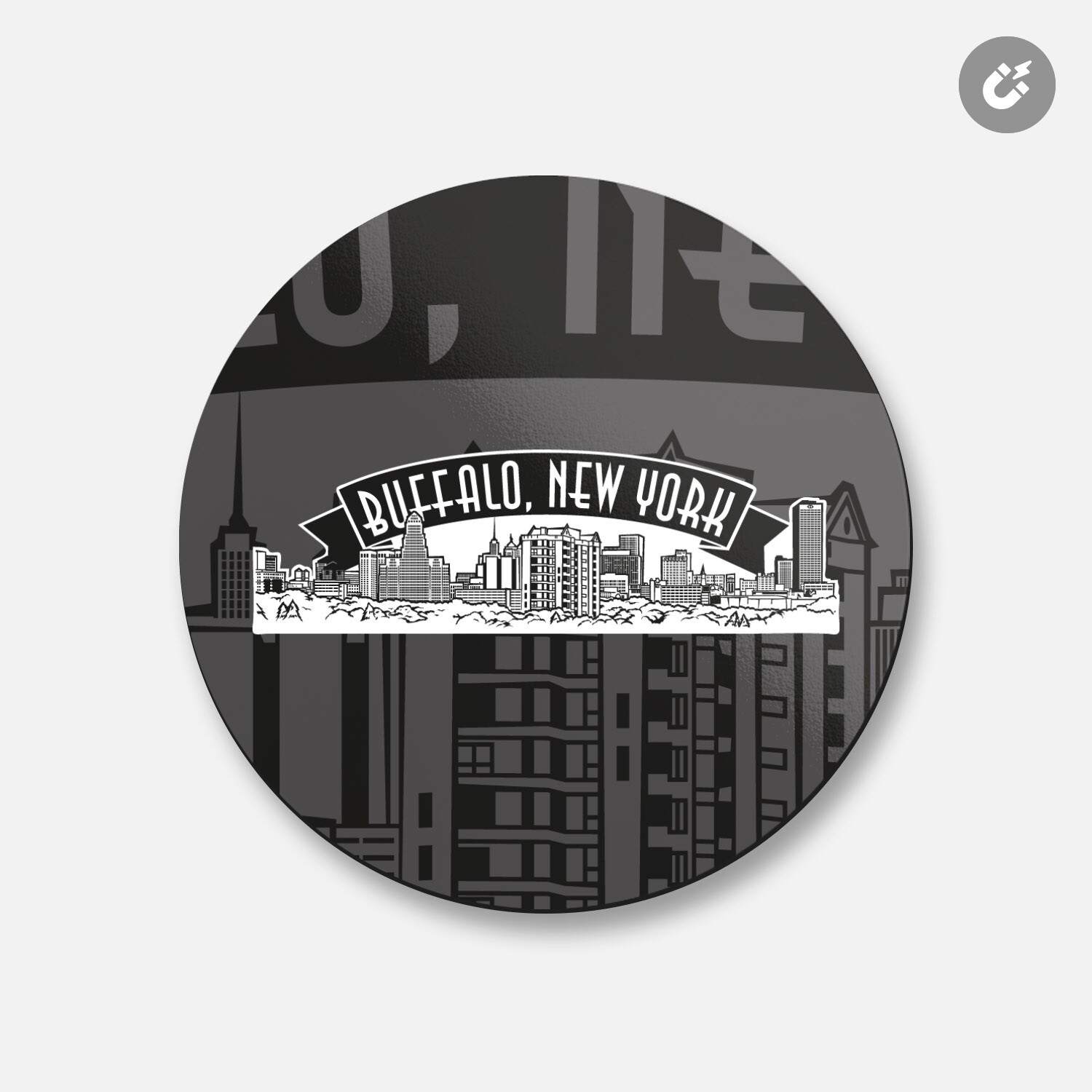 Buffalo New York City View | 4'' X 4'' Round Decorative Magnet