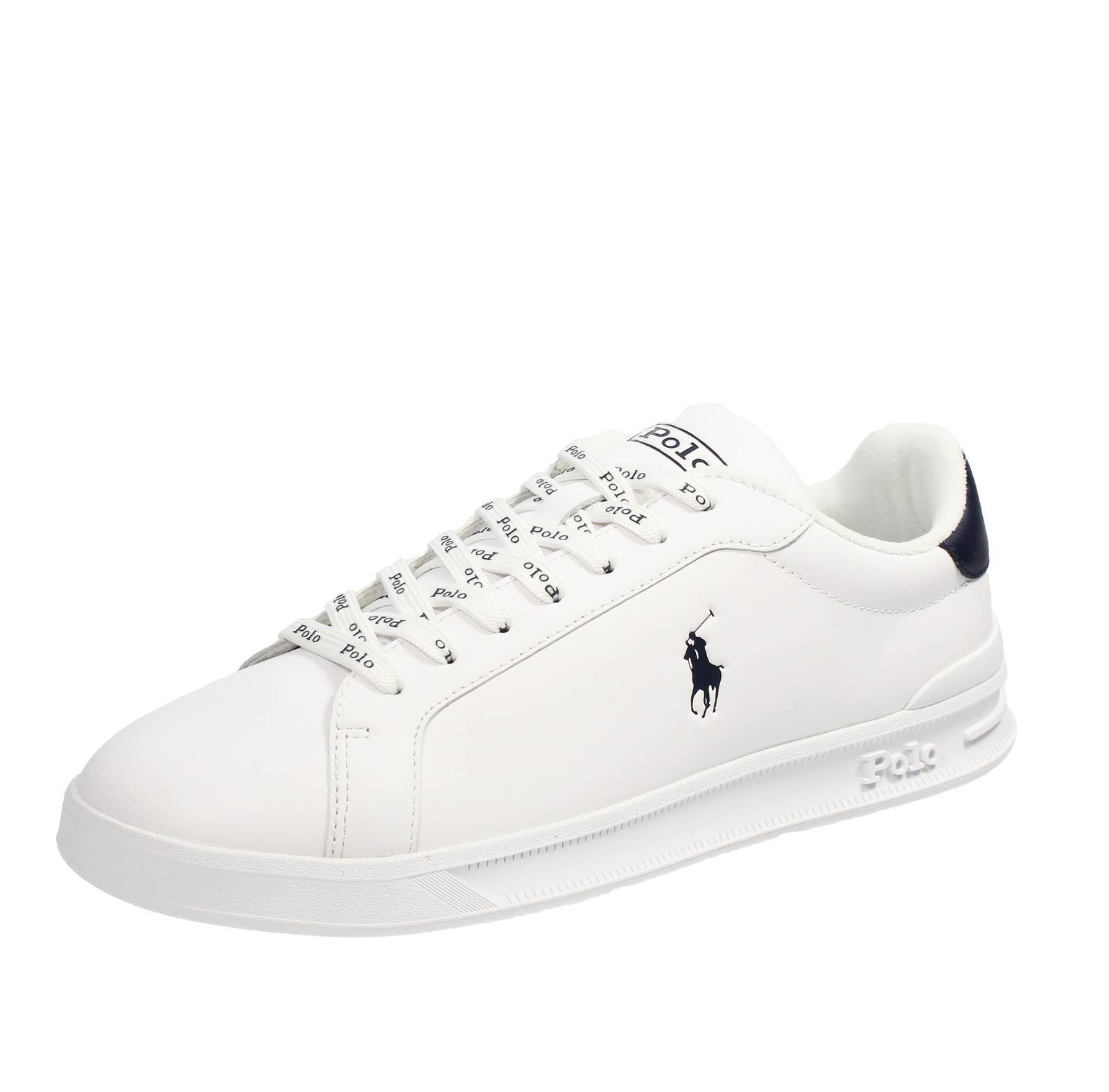 Ralph Lauren Heritage Court - Sneakers Basse In Pelle Bianco - Taglia 43 [10 Us