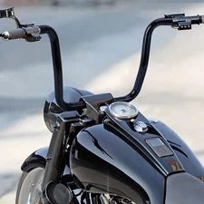 14" Rise 1-1/4" Ape Hanger Handlebar Black For Harley Softail FLST FXS Sportster