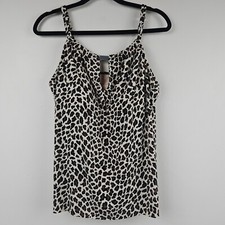 LEOPARD PRINT SWIM TOP SHIRT Womens L NWT Swimsuit Top Only Animal Print New