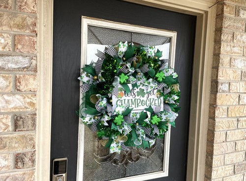 Get Shamrocked St. Patricks Day Gnomes Deco Mesh Front Door Wreath Decoration - Picture 5 of 6