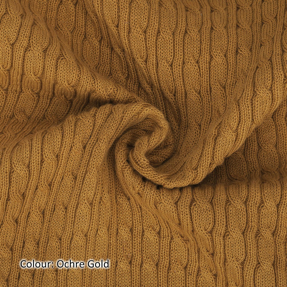 Cable Knit Fabric Sweater Material Remnants Off Cuts,4pcs Bundles