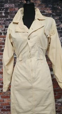 Vintage Lizwear Midi Dress 4 Kahki Utility Safari Workwear Chore Barn Coat Chino