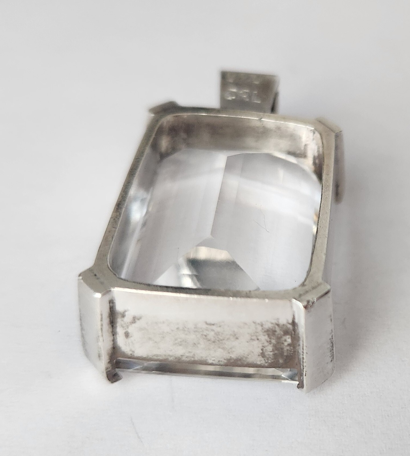 Silver Crystal Clear Quartz Rectangle Pendant 925… - image 11
