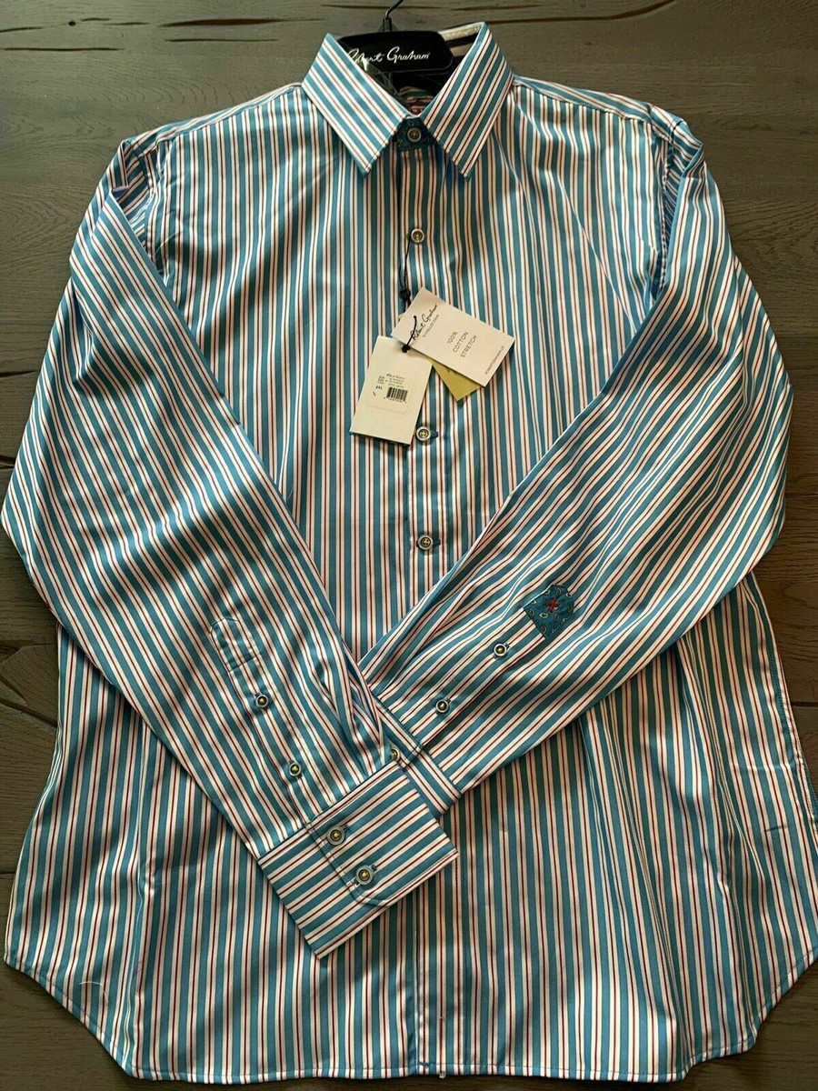 Chemise Homme Robert Graham Collectors Club Rayée Décontractée - Taille 2XL Neuve Avec étiquettes