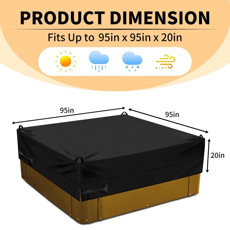 RICHIE Hot Tub Cover 95x95 Inch Fit 94x94 or 93x93 or 92x92 Square Outdoor SP... eBay