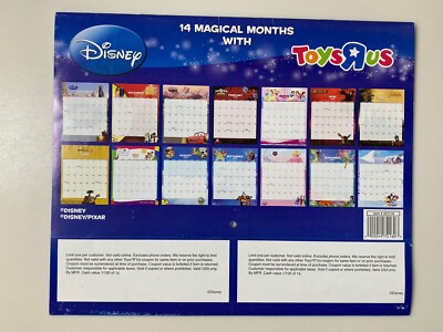 Toys R Us Disney 2008 Calendar 14 Magical Months With TRU Coupons
