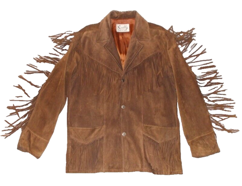 Vintage SCULLY Brown Suede Leather Fringe Jacket Coat Western Unisex 1970s - Picture 2 of 21